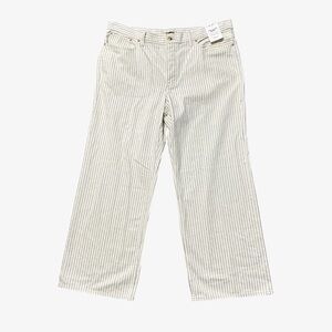 Madewell Low Slung Baggy Jeans Grey Railroad Stripe NWT Size 33 Cream Wide Leg